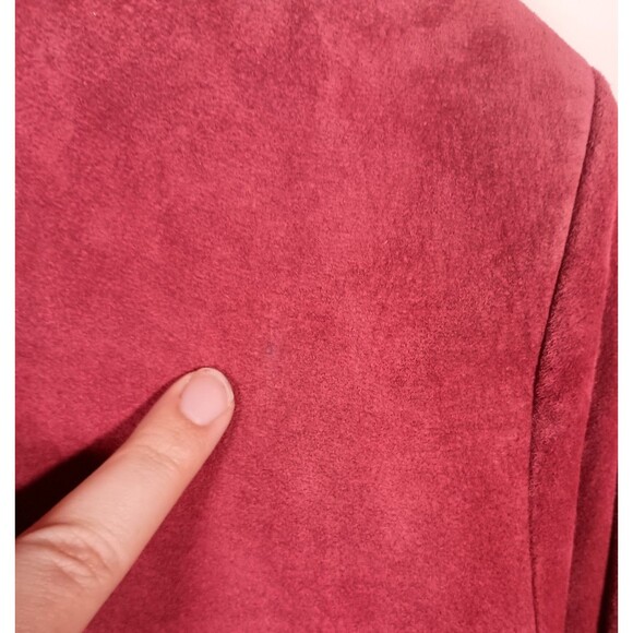 Jessica Holbrook Womens Red Suede Leather Jacket Western Pockets Size Medium - Picture 13 of 14